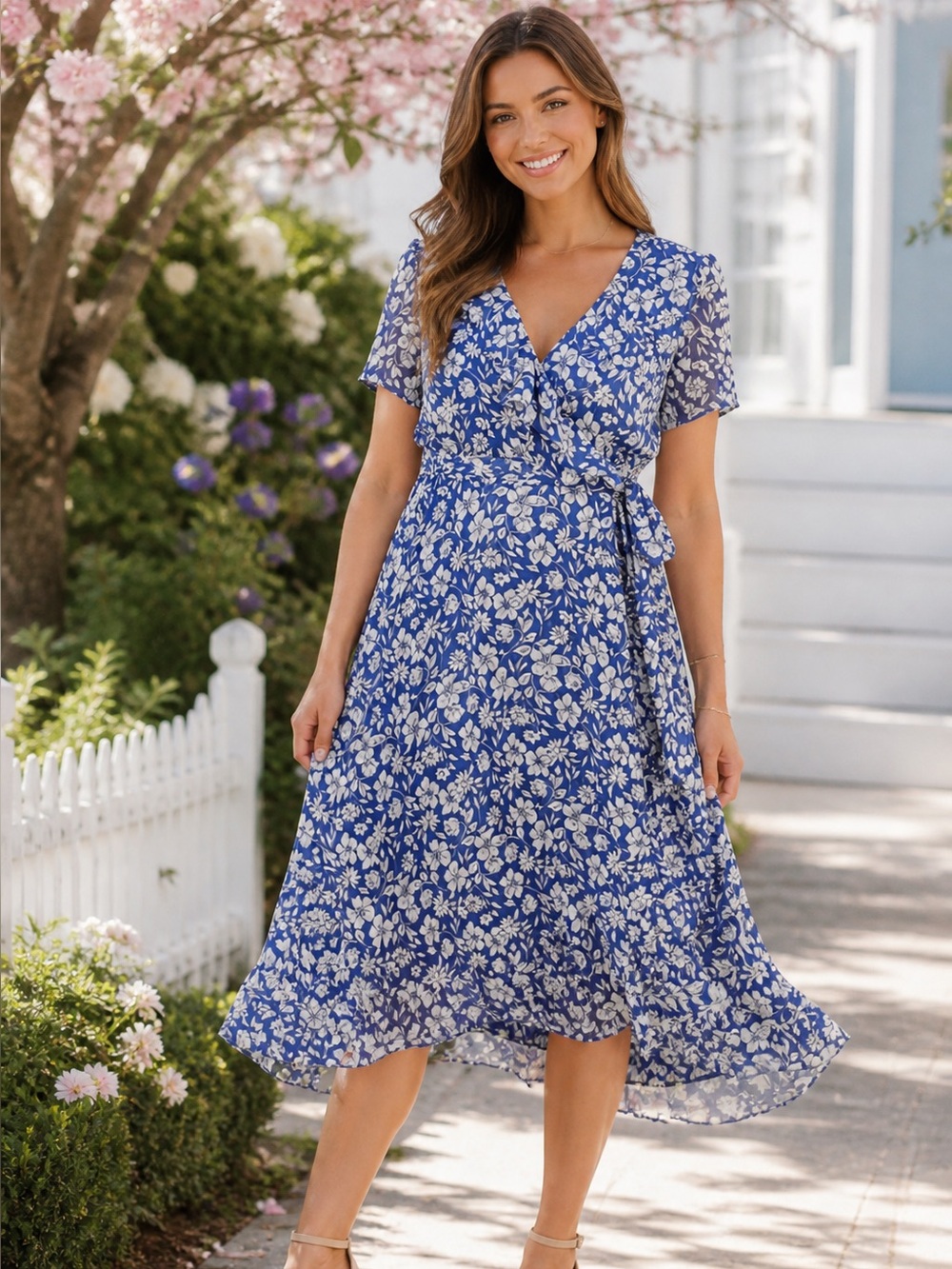 Gabby Skye Floral Wrap Dress